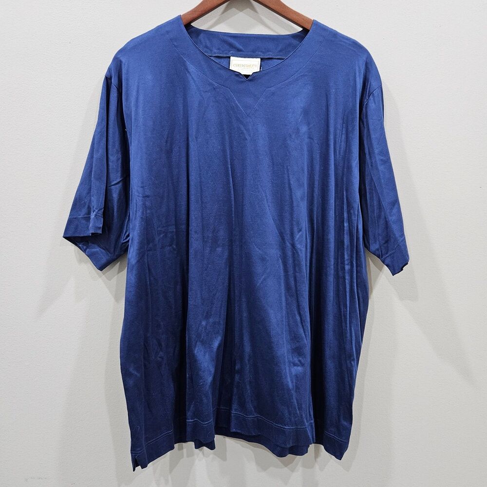 Geiger Austria Womens Cotton Blouse XL Royal Blue Oversized Officecore Lagenlook